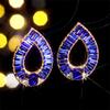 European and American Luxury Colorful Rhinestone Flower Stud Earrings for Women