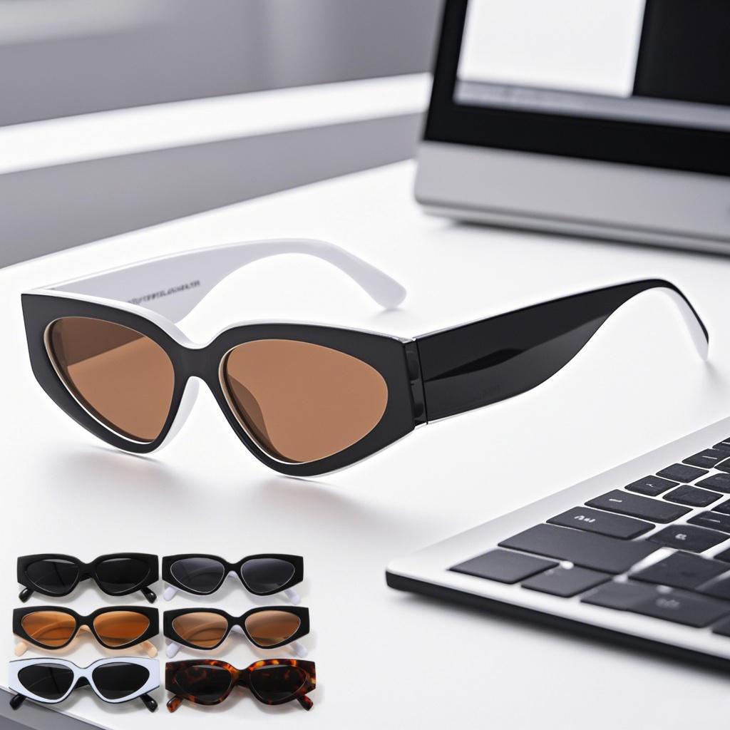 Hair Decoration Women's New Fashion Color Blocked Cat Eye Sunglasses With Metal Frame Versatile Sunscreen Neutral Driving Uv400 Protection Sunglasses