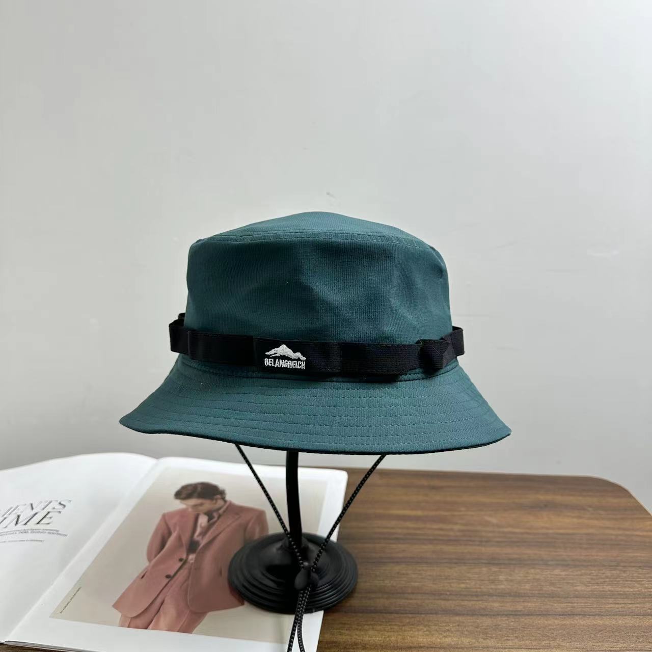 

Tide brand drawstring big eaves contrasting color fisherman hat men and women spring and summer outdoor travel versatile sunshade sunscreen hat M（56-58cm） зелений