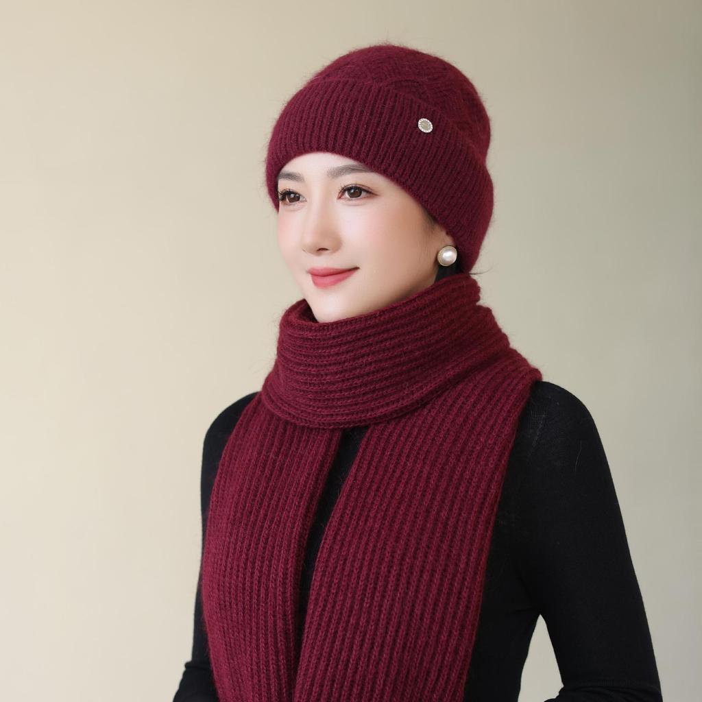 Women's Woolen Hat Thickened Warm  Windproof and Coldproof  Ear Protection Woolen Knitted Hat for The Elderly In Autumn and Winter