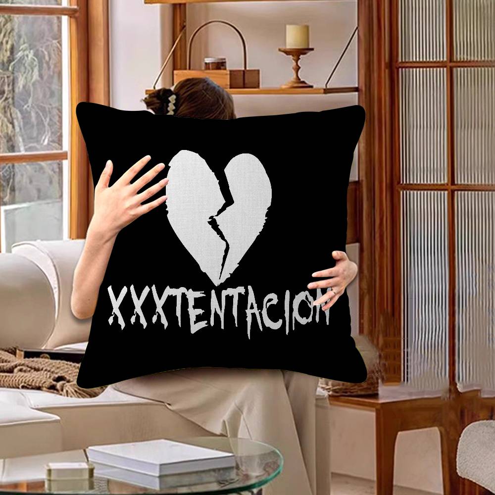 XXX-Tentacion Rock Rapper Pillow Covers Cartoon Sofa Decorative Home Double-sided Printing Short Plush Cute Cushion Cover