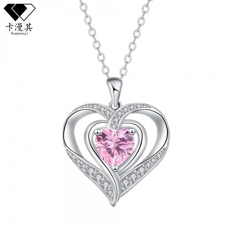 Heart Shape Rhinestone Pendant Necklace Women Copper Chain Fashion Jewelry 2025