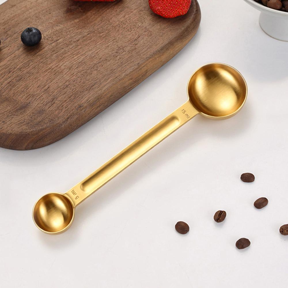 1Pc Household Double-headed Coffee Bean Spoon Milk Tea Fruit Powder Spoon Kitchen Baking Spoon Stainless Steel Measuring Spoon