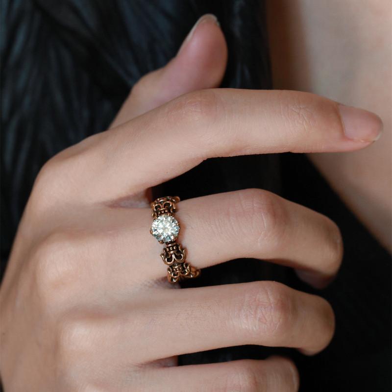 Unique And Trendy Iris Blue Moissanite Ring For Women Stylish Vintage Adjustable Design