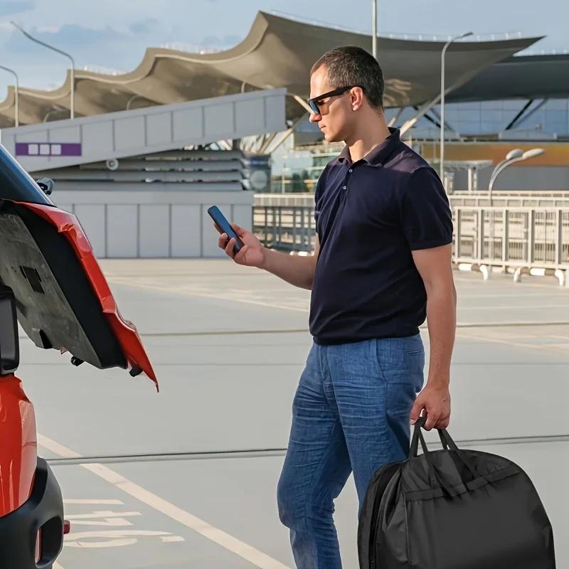 Travel Suit Bag with Zipper Closure, Gusseted Hanging Clothes Storage Organizer and Pocket for Shirts, Coats, Dresses