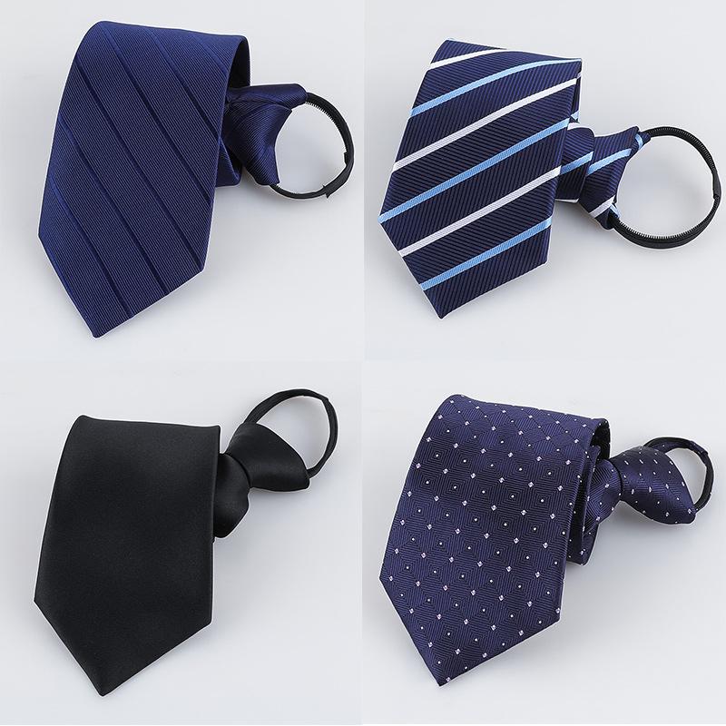 Men'S Dress Business Career Wedding Groom Korean Version Narrow Lazy Blue Zipper Free Hand Striped Tie