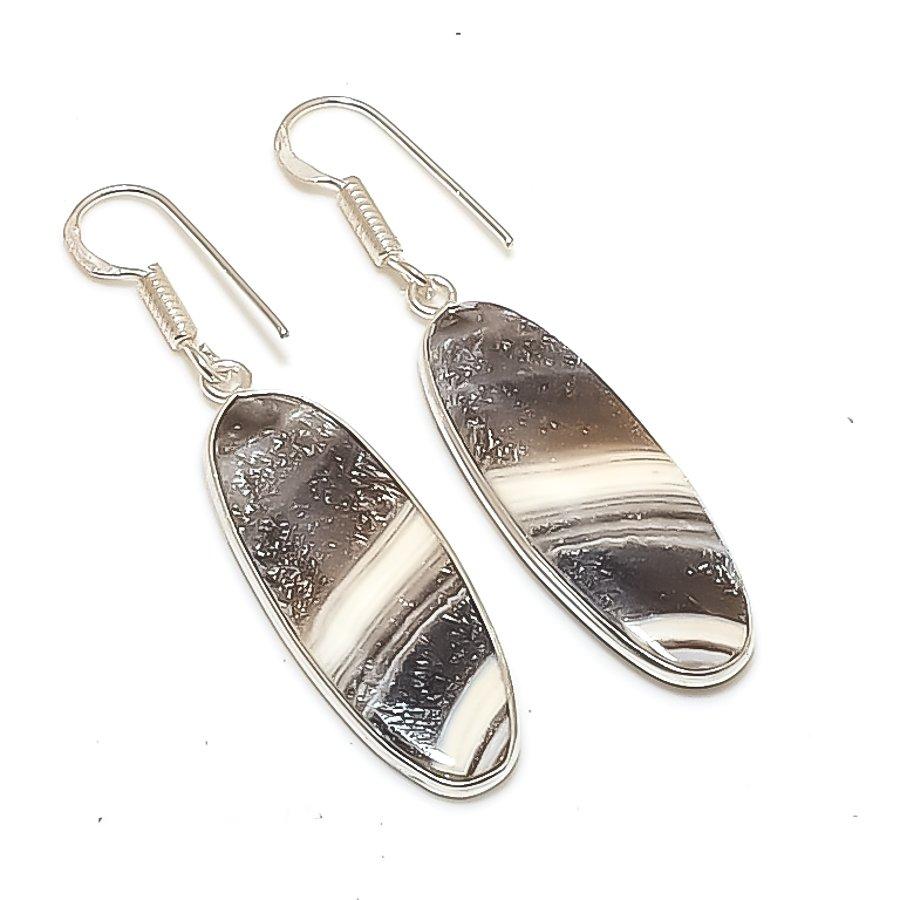 Натуральный Кальцит Агат Драгоценный Камень 925 Стерлинговое Серебро Украшение Серьга 2,01  AE-12062