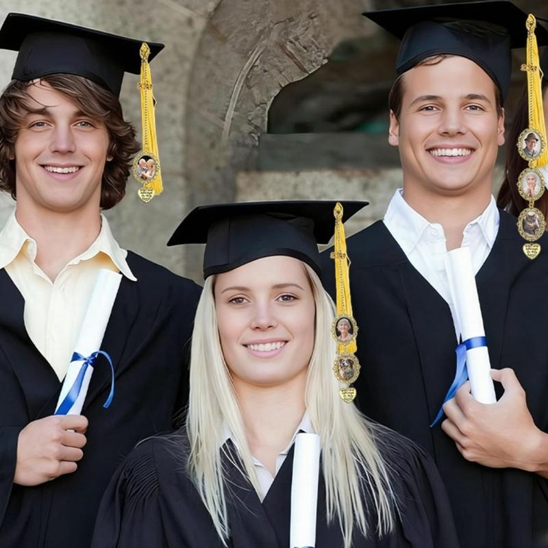 Personalized Graduation Cap Tassels Photo Charm Decorative Zinc Alloy Keepsake For Commencement Ceremony