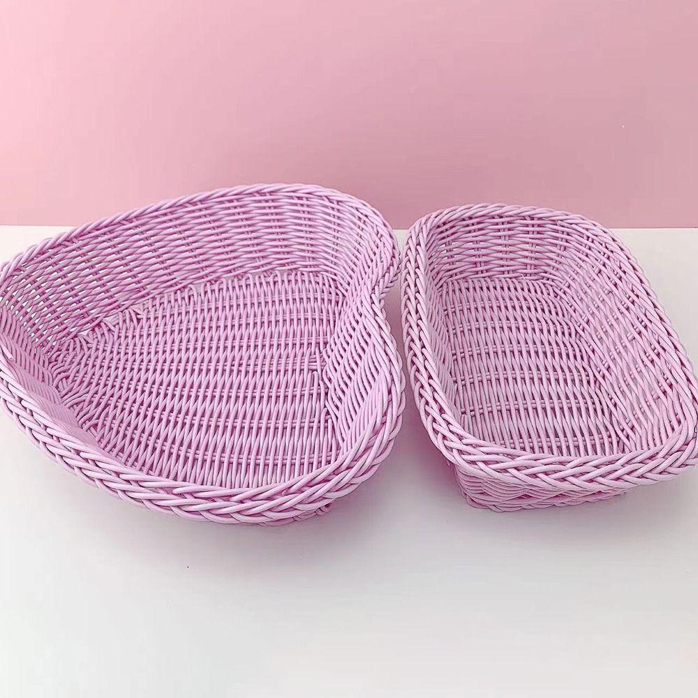 Plastic Wicker Basket Hand Woven Storage Basket New Picnic Serving Basket Fruit Display