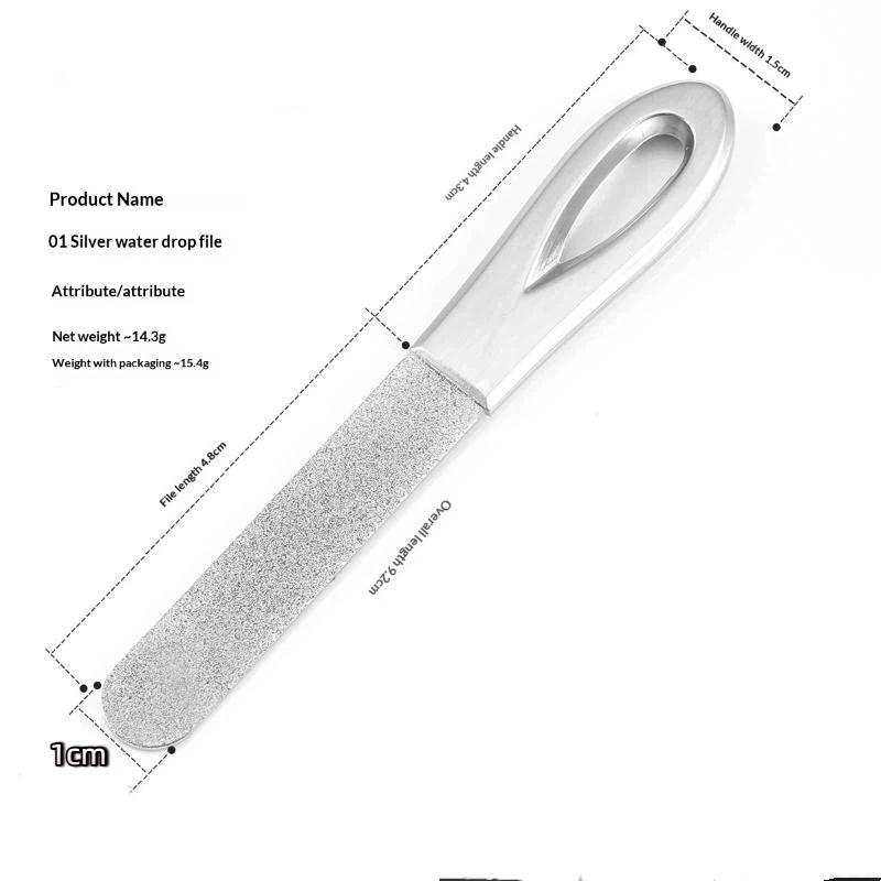 Stainless Steel Diamond Grit Nail File Hypoallergenic Durable Manicure Tool for Natural Acrylic Gel Nails Grooming