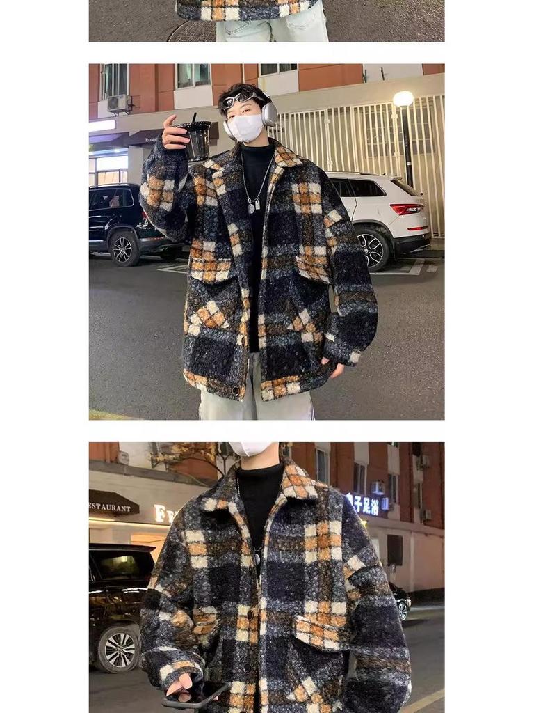Men's Retro Lambswool Plaid Jacket - Stylish, Warm & Trendy Winter Coat