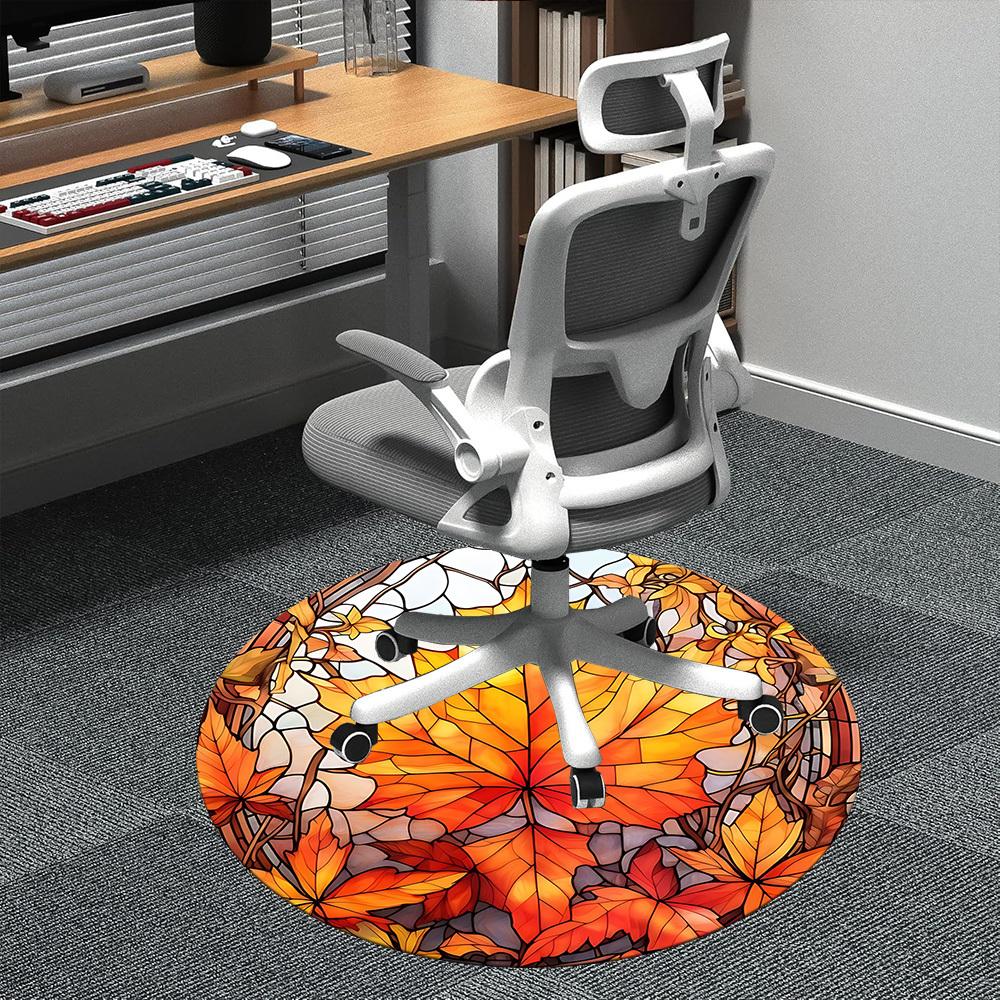 

1pc Autumn Leaves Office Round Area Rug, Indoor Mat Suitable ForOffice, Under Office Chairs Bedroom Living Room Home Decor, Room Deco D090 80cm by 80cm