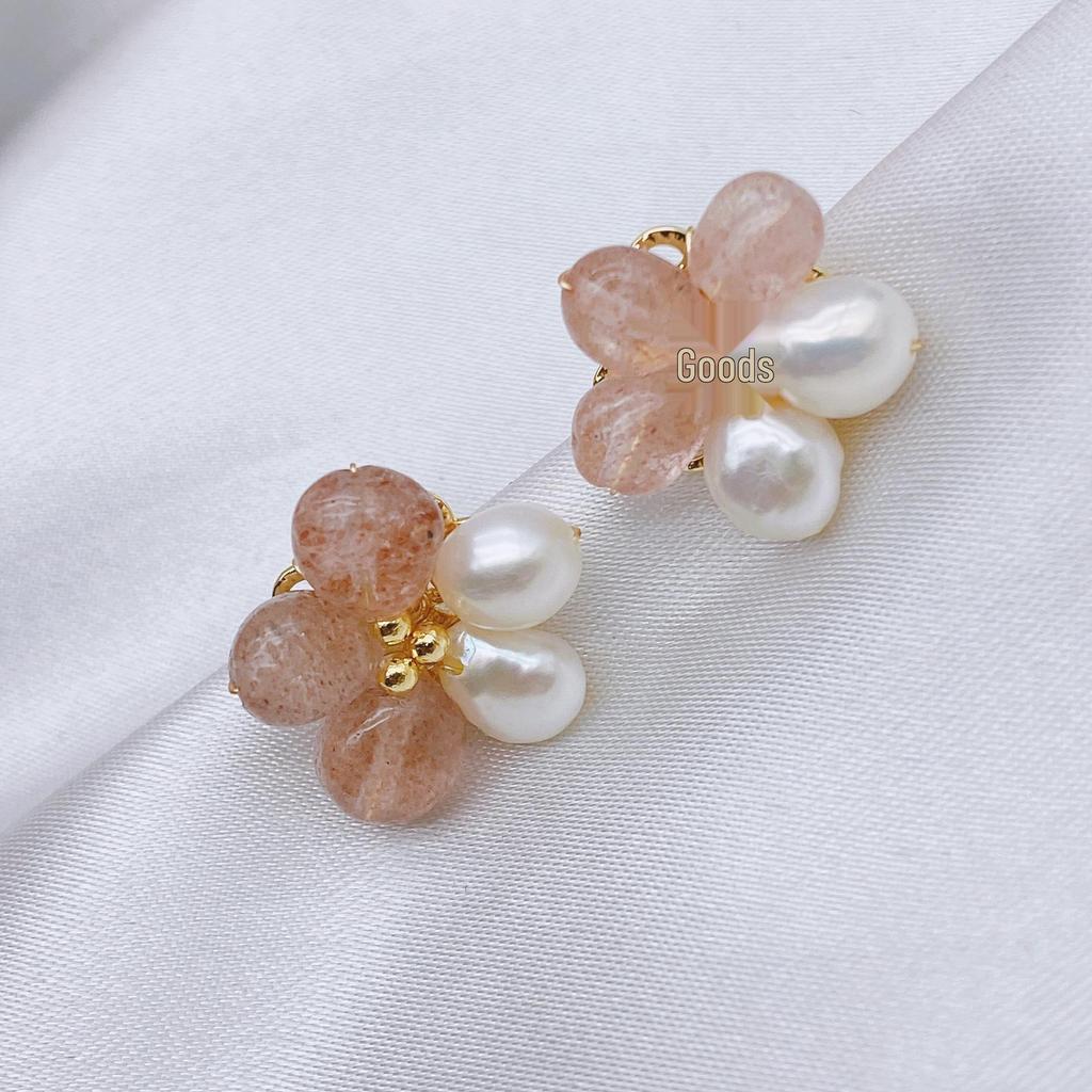 Baroque Pearl Five-Petal Flower Earrings - S925 Silver, Original Retro Design, Versatile Celebrity Style