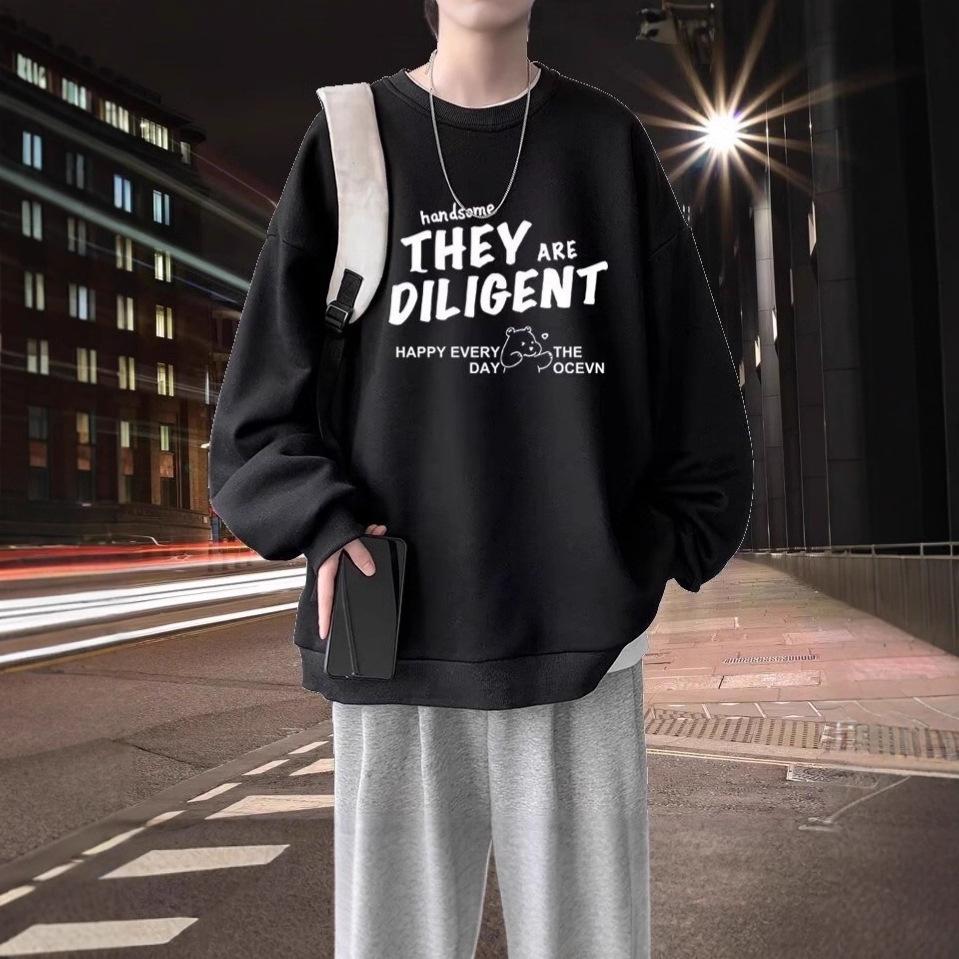 Herren Anti-Ballon Frühling/Herbst Sweatshirt - Lockere Passform, Rundhalsausschnitt, Langarm, Jugendlicher Stil.