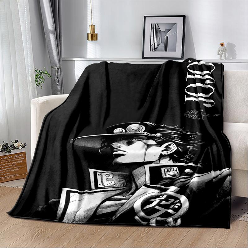 3D Jojo's Bizarre Adventure Cartoon Anime Blanket,Soft Throw Blanket for Home Bedroom Bed Sofa Travel Picnic Office Cover Kids