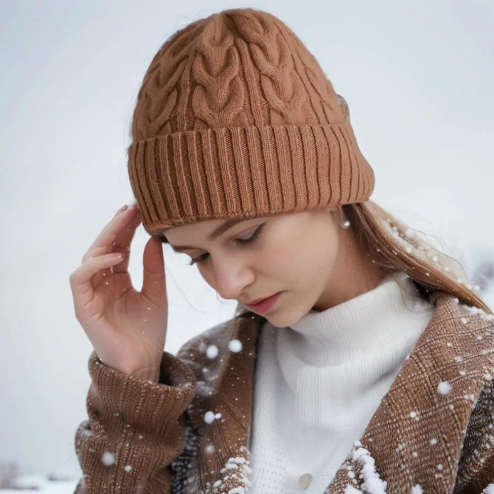 New Thickened Knitted Cap Solid Color Elasticity Beanie Soft Slouchy Bonnet Women Men