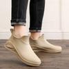 Fashion short rain shoes men's non-slip waterproof shoes kitchen rubber shoes new construction site wear-resistant water boots velvet warm
