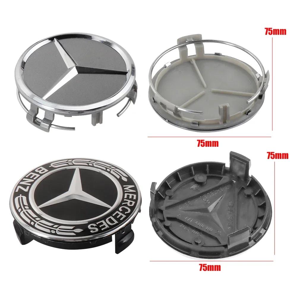 For Mercedes Benz 4PCS 75MM Car Wheel Center Hub Caps Tire Rim Covers Auto Accessories For Mercedes Benz AMG CLK CLA A180 W108 W