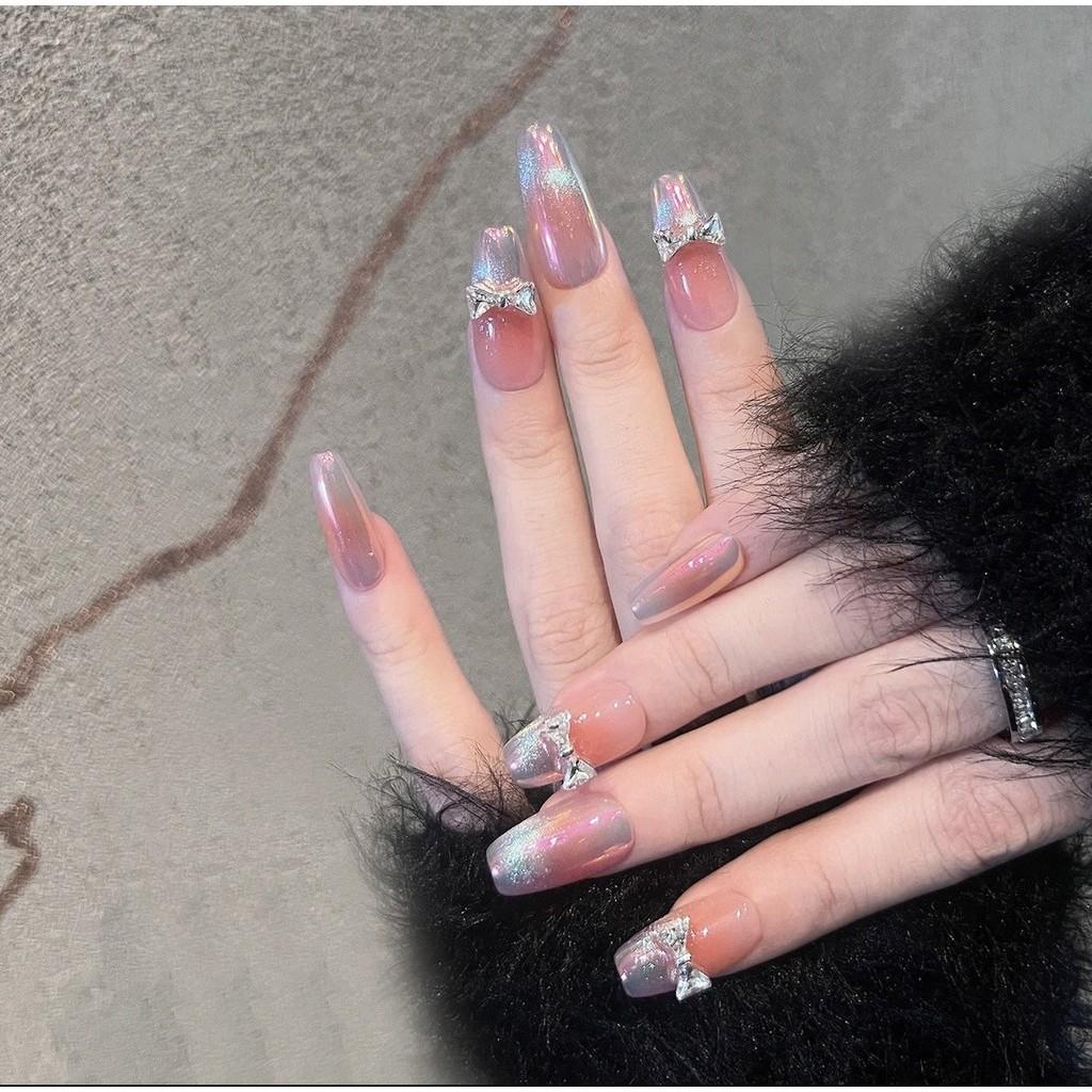 Nail Cute Stickers Bowknot Cat Eye For Ladies Midlong Style Enhancing White