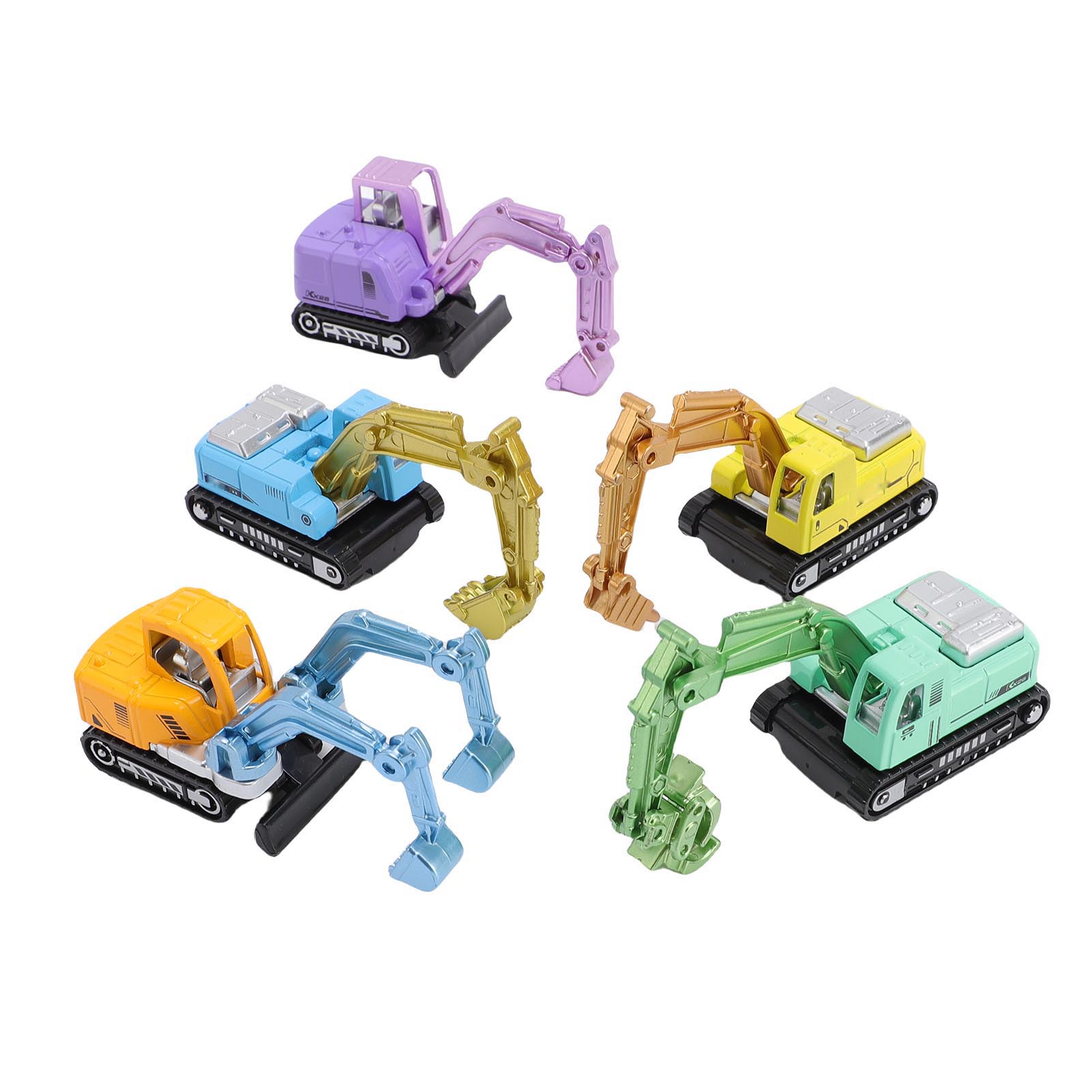 

5 шт. Игрушки-экскаваторы, Строительные игрушки, Сплав, Разноцветные, Игрушки-грузовики-экскаваторы с крюком для детей
