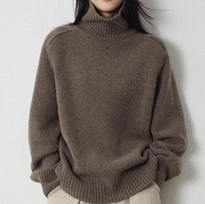 European High-End Women's Thick Woolen Turtleneck Sweater | Loose, Cozy, Korean-Inspired Knit