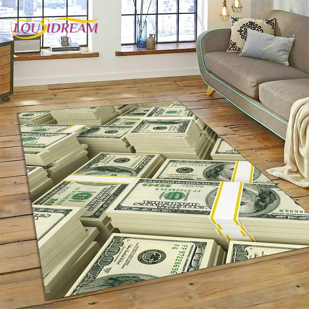 Teppich mit Dollar-, Euro- und Pfund-Motiv, Cartoon-Motiv, für Zuhause, Wohnzimmer, Schlafzimmer, Sofa, Fußmatte, Dekor, rutschfeste Bodenmatte für Kinder