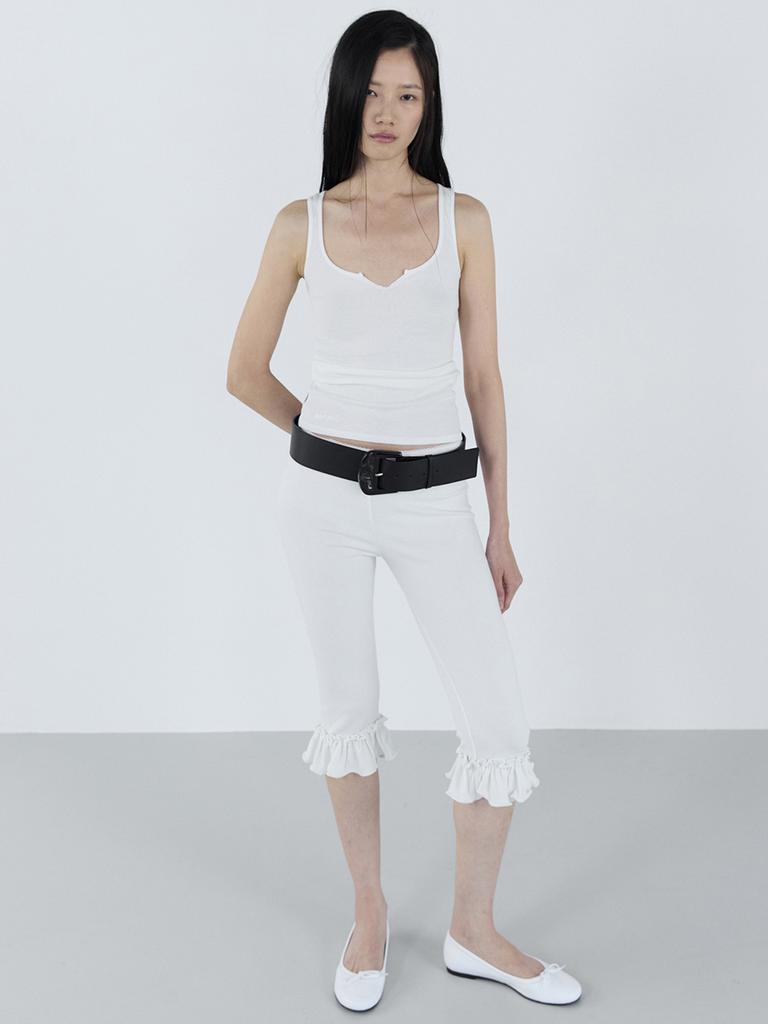 CERRIC Frill Banding Pants _ White