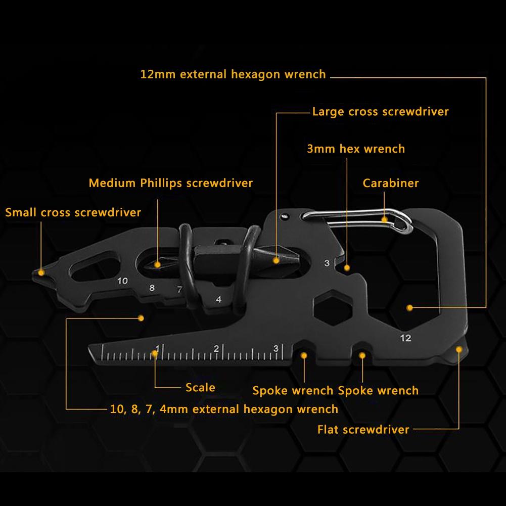 Stainless Steel Outdoor Tools Carabiner Clip Bottle Opener Keychain Ring Multifunction Card Tool Camping Climbing Accessories 4