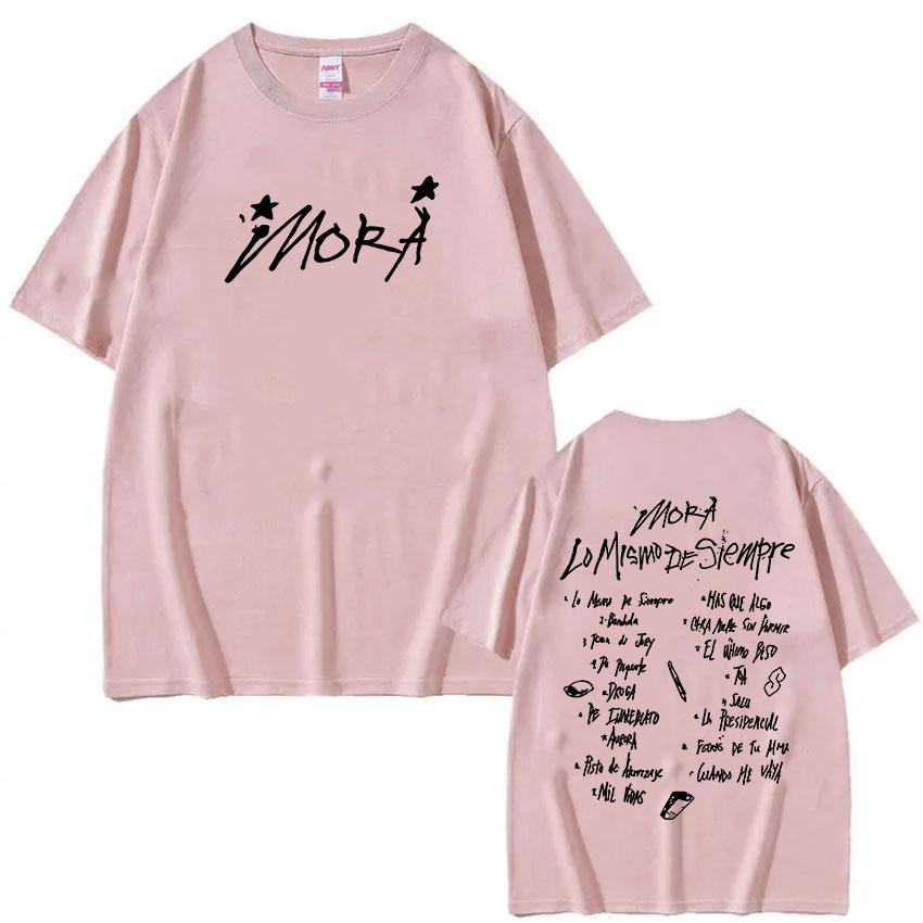 Singer Mora Lo Mismo De Siempre Album Letter Graphic T Shirt Men Women Fashion Harajuku T-Shirt Summer O-Neck Casual Cotton Tees