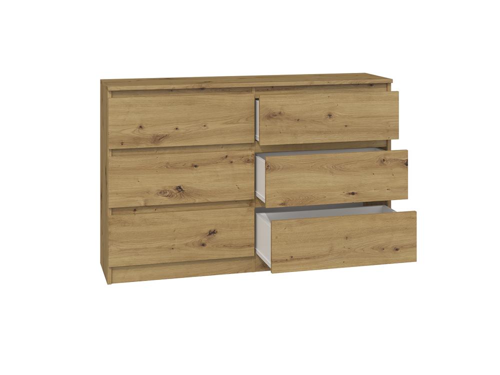 Large Chest Of Drawers Malwa M6 120 Cm 6 Drawers Artisan Oak For Home Office