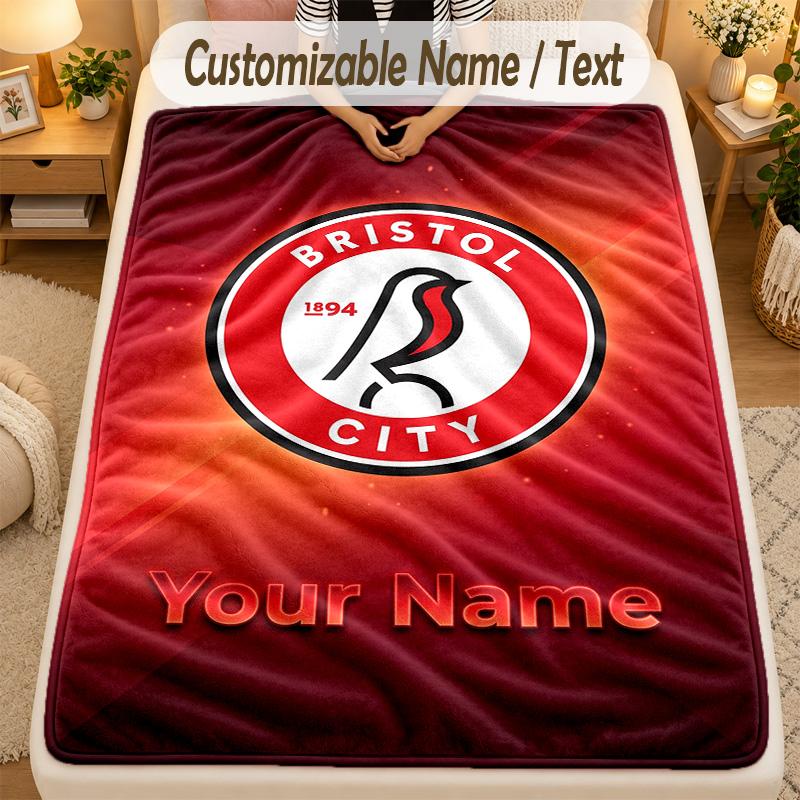 Flannel BlanketBristol City Custom Name Text Personalized Soft Warm Throw Blanket Home Decor Gift