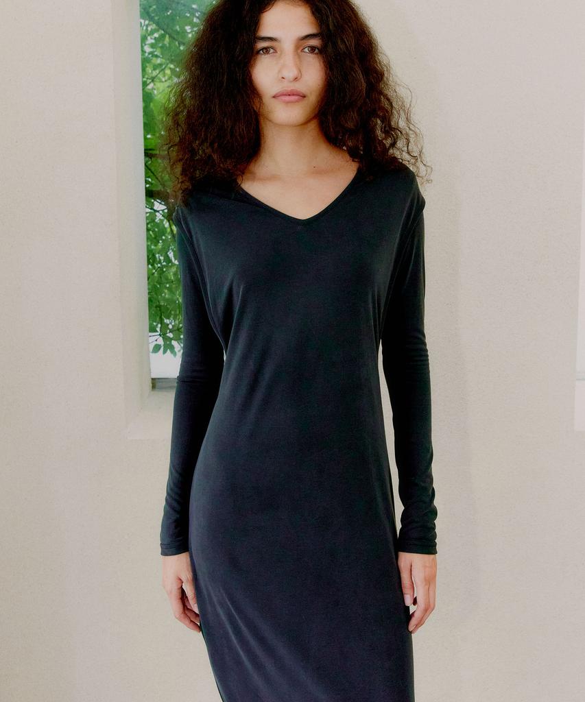 Probo Asymmetrical Back Twist Dress / Dark Gray