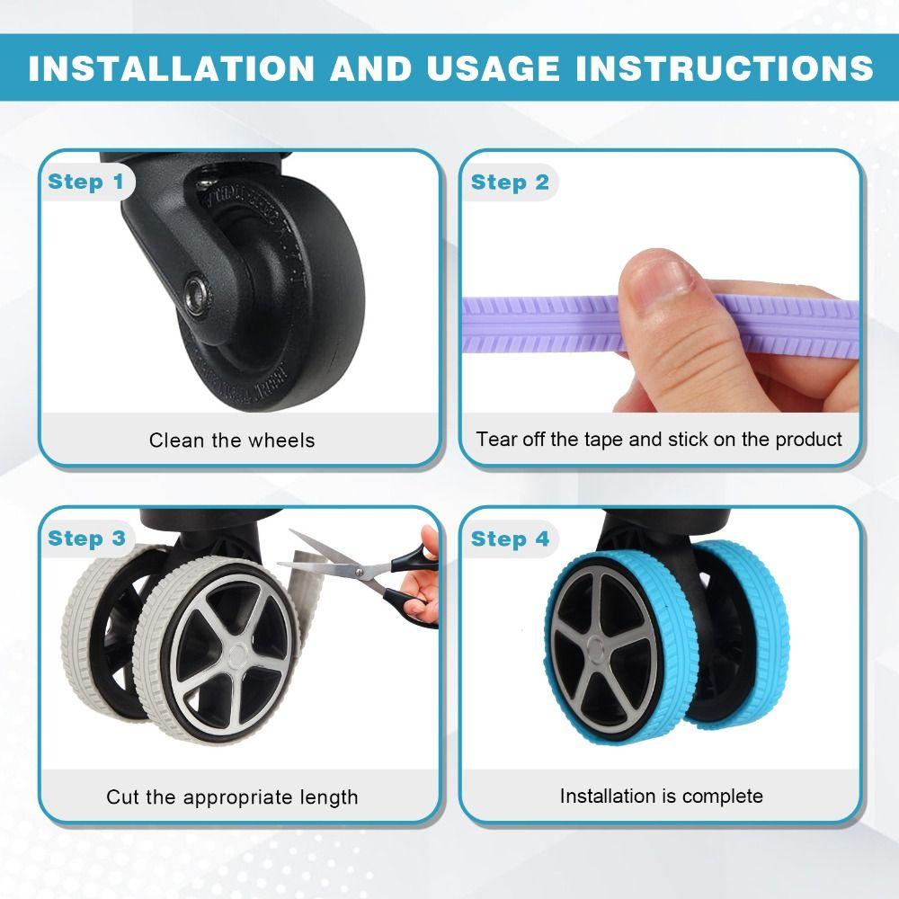 4/8Pcs Silicone Luggage Wheels Protector Cover Reduce Noise Anti-slip Suitcases Wheel Protection Rings Shock Absorption