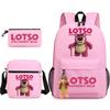 Large Capacity Schoolbag with Shoulder Strap; Student Three-piece Pencil Case Set