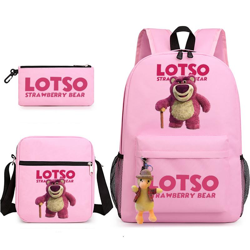 Large Capacity Schoolbag with Shoulder Strap; Student Three-piece Pencil Case Set