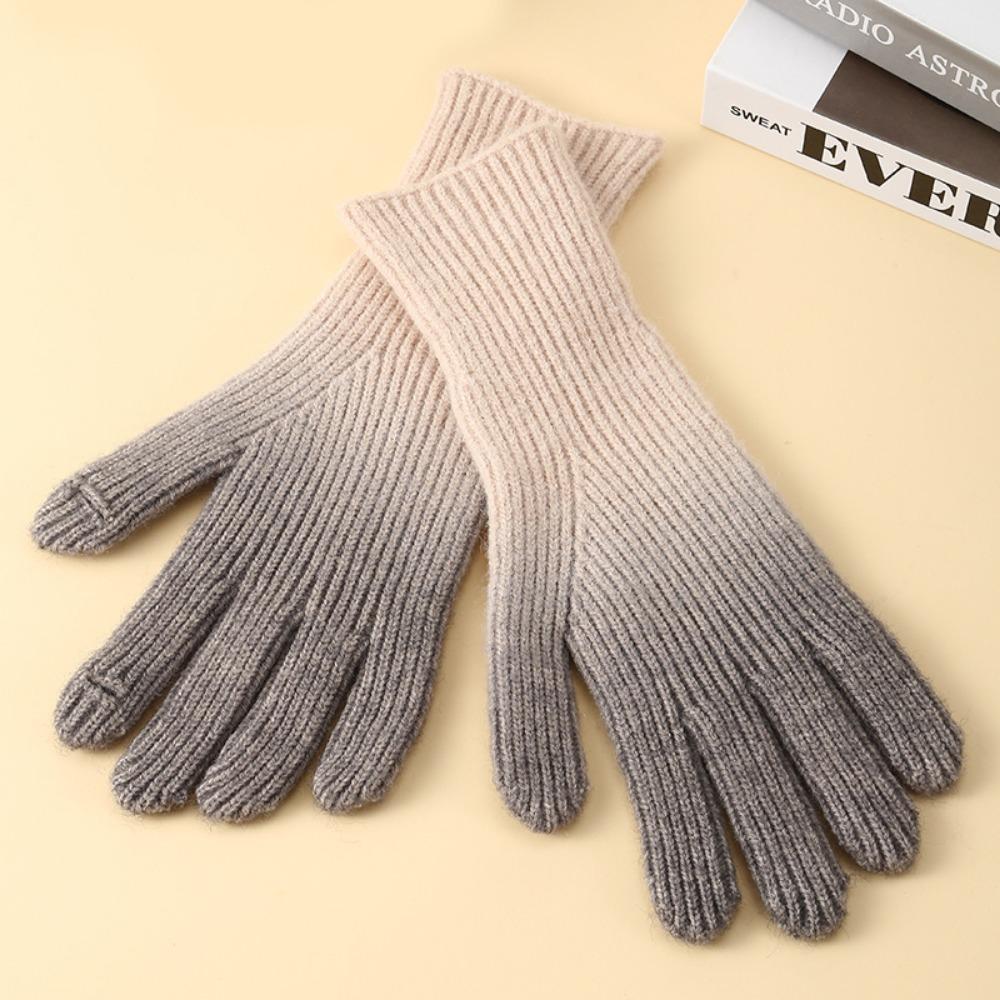 Gradient Color Touch Screen Mitten Cold-Proof Thicken Warm Gloves Winter Knitted Gloves Driving