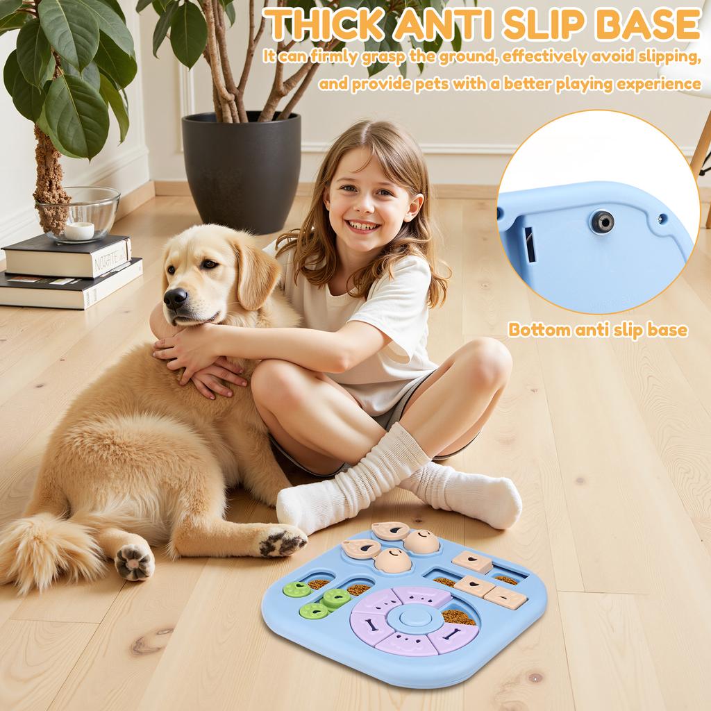 Interaktives Hundepuzzle-Spielzeug Kunststoff Leckerli-Spender Langsamer Futterspender mit rutschfester Basis Hund Gehirnjogging Spielzeug Haustierbedarf