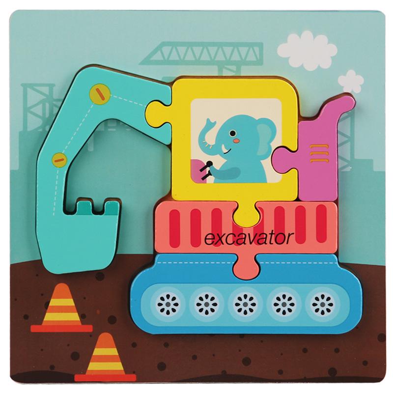 Wooden 3D Puzzle for Early Education: Infant & Toddler Intellectual Development, Hand-Eye Coordination Toy for 1-3 Year Old Boys & Girls