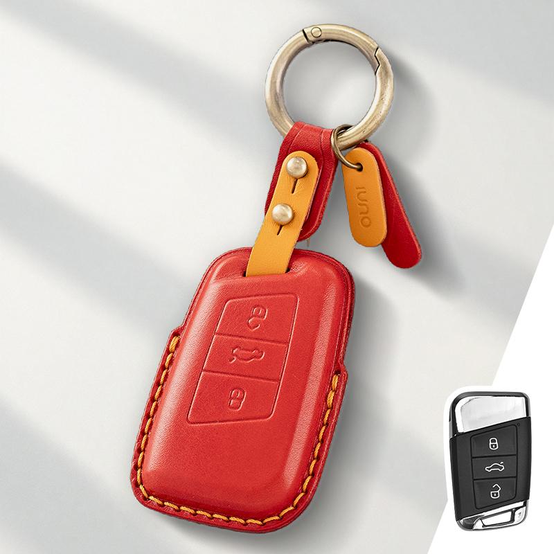 Genuine Leather Protector for Volkswagen VW Polo Golf 7 MK7 Tiguan Passat Key Case Cover Fob