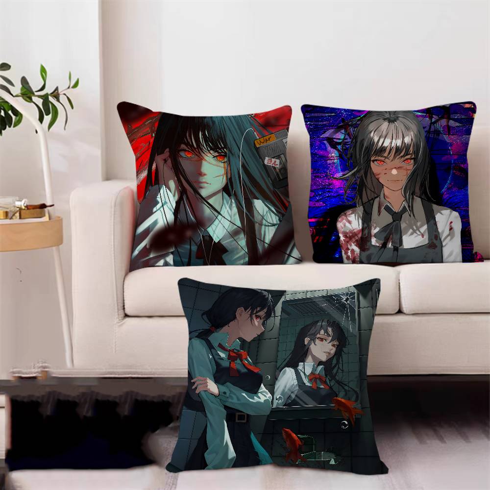 Chainsaw-Man Mitaka Asa Pillow Anime Pillow Sofa Bed Head Pillow Cover Cushion Cover 45x45 cm Fashion