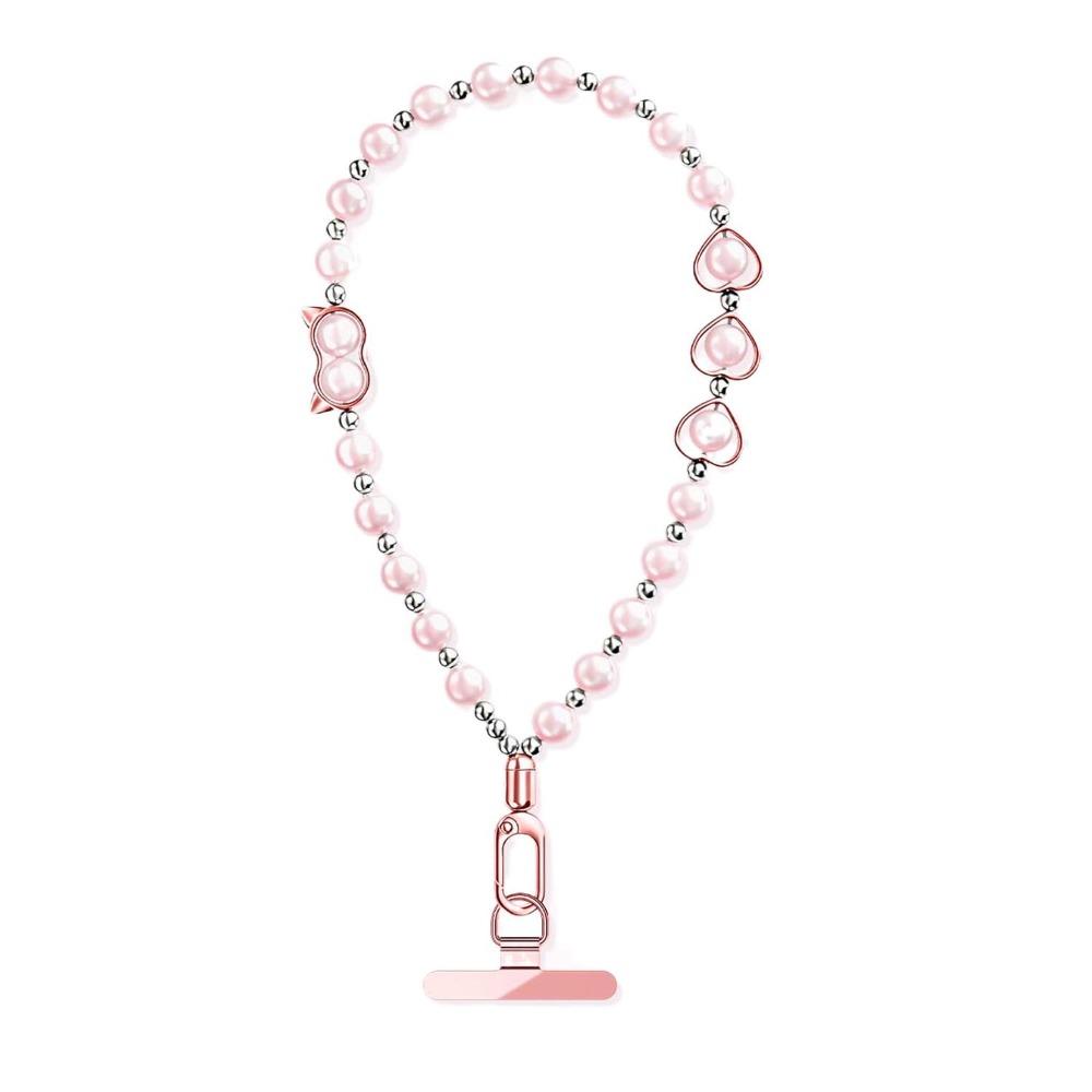 

Heart Mobile Phone Chain Handmade Cellphone Charm Short Style Beaded Phone Lanyard Bag Pendant рожевий