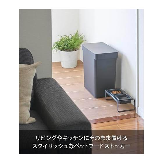 Yamazaki Jitsugyo Airtight Pet Food Stocker 12kg with Measuring Cup Black Approx. W41 X D24 X H42.5 (When Lid Is Open: Approx. H65.5) Cm Nooks Food