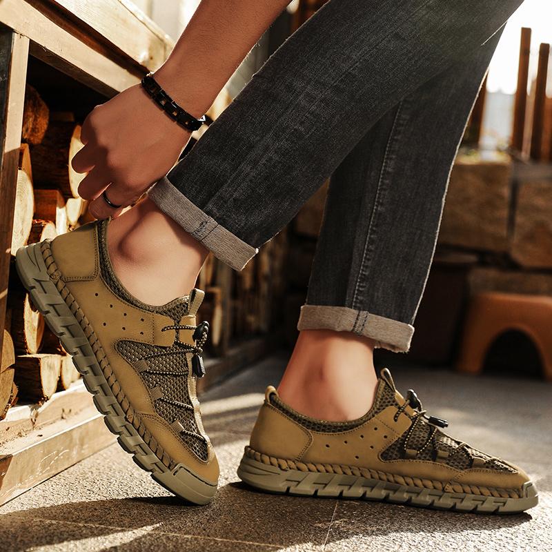 Summer Men's Mesh Shoes Breathable Hollow Outdoor Sneakers Men's Non-Slip Shoes