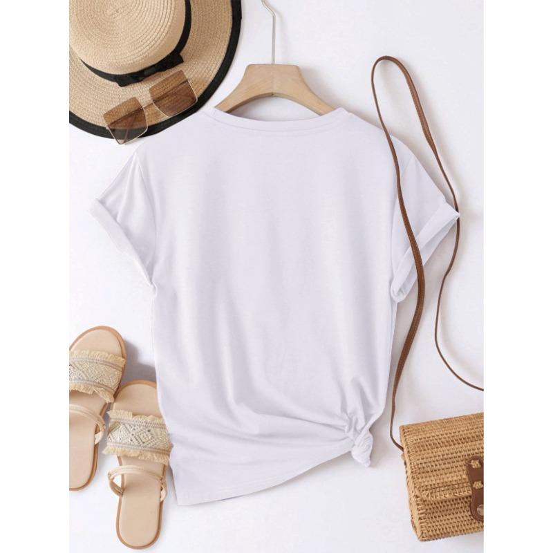 Women'S Comfortable Casual Short Sleeve Round Neck T-Shirt with Watermelon And Lime Design