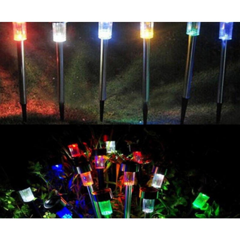 Landscape & Walkway Lights 5Pcs Outdoor Garden Solar Powered Lamp Lawn Waterproof Stainless Steel Tube Light