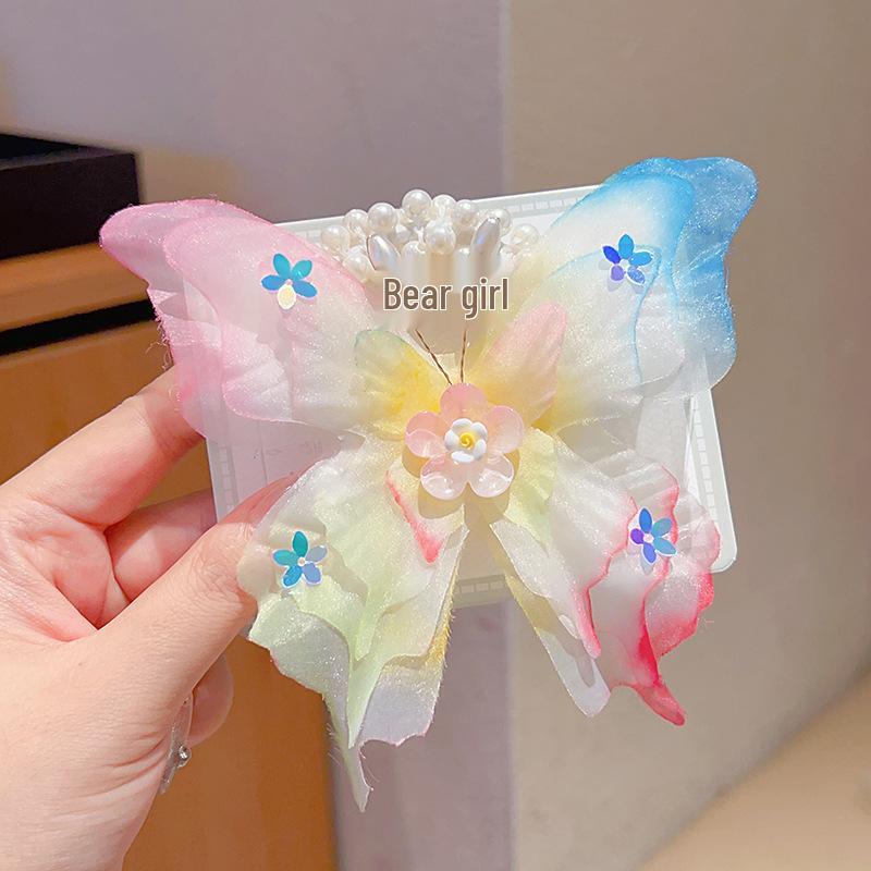 Children's Hanfu Tassel Hair Clip: Ancient Style Floral Bow Hair Tie for Girls