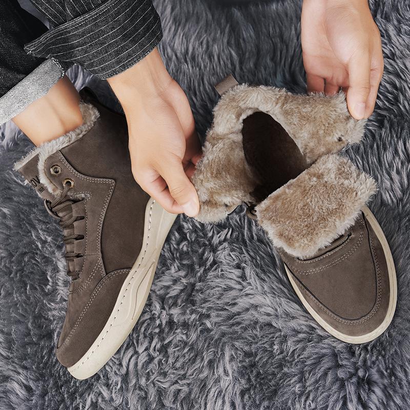 Vintersnøstøvler for menn Holder varmen Bomullssko Utendørs tursko Plysj Varm Høy ankelstøvler Joggesko