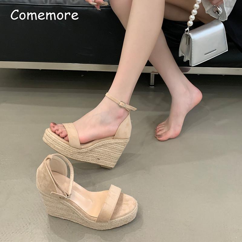 10CM High Heel Sandals Women's Wedge Platform Shoes Chunky Sole Peep Toe Dress Shoes Elegant Sandalias De Mujer Size 34-40