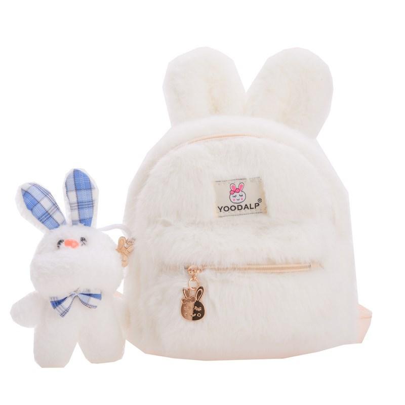 

Мягкий плюшевый рюкзак-кролик для мальчиков и девочек, идеально подходит для детского сада и повседневного использования White With Pendant