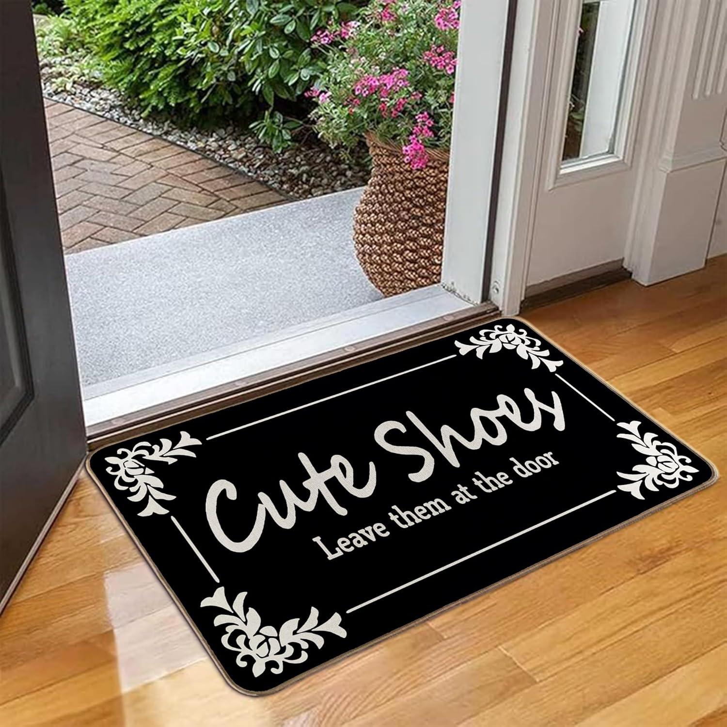 Please Take Your Shoes Off Rug Entrance Door Carpet Bath Rug Outdoor Indoor Non Slip for Home Kitchen Bathroom Decor Doormat 40x60CM